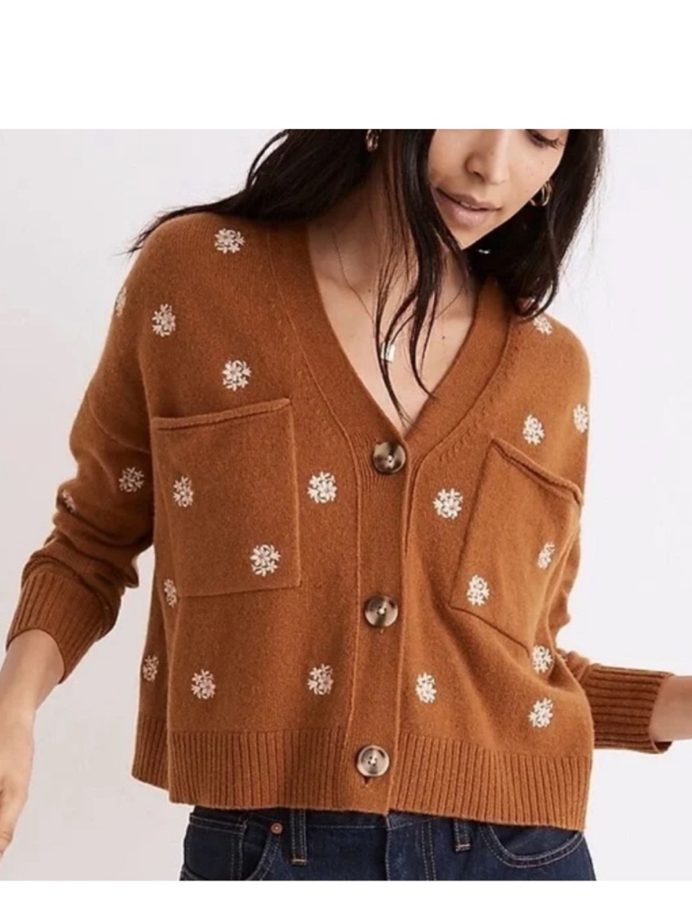 Madewell Floral Embroidered Upton Cardigan Sweater
